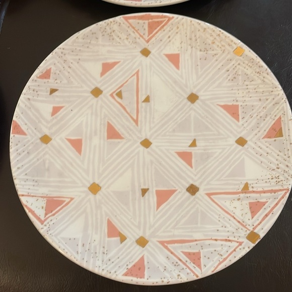 New Anthropologie Night Sky Pink & Gold Star Dessert Plate Set AnthroLiving - Picture 5 of 9